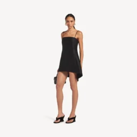 Abito babydoll con spalline da donna in nero