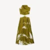 Abito da donna con cut-out in twill di seta con effetto “brush scratch” color kaki Abito da donna con cut-out in twill di seta con effetto “brush scratch” color kaki