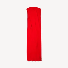 Abito drappeggiato da donna in rosso tramonto