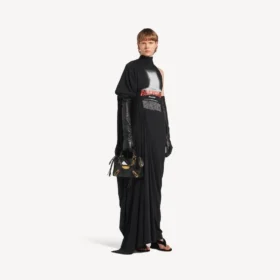 Abito lungo drappeggiato da donna “The Door” in nero