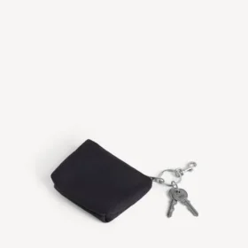 Astuccio da uomo con cerniera e ciondolo, nero