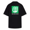 B Maglietta a maniche corte nera con stampa del logo “Alphabet” in stile ecologico 594599THV631000