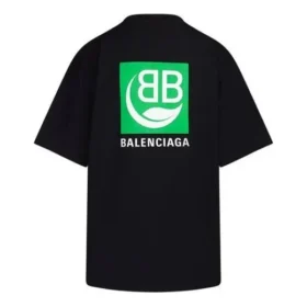 B Maglietta a maniche corte nera con stampa del logo “Alphabet” in stile ecologico 594599THV631000