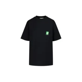 B Maglietta a maniche corte nera con stampa del logo “Alphabet” in stile ecologico 594599THV631000