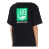 B Maglietta a maniche corte nera con stampa del logo “Alphabet” in stile ecologico 594599THV631000