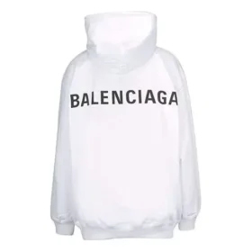 Balenciaga da uomo con cappuccio e stampa “Back Alphabet”, maniche lunghe, bianco 556113TAV379000