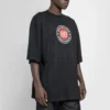 Balenciaga da uomo con logo alfabetico circolare BB, maniche corte, nero 641614TJV761000