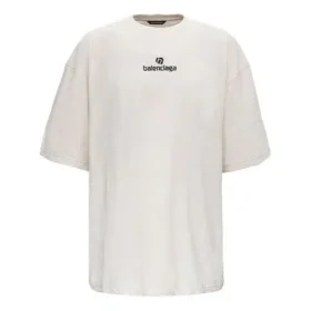 Balenciaga da uomo con logo alfabetico, maniche corte, grigio e bianco 641614TJVA99054