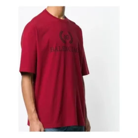 Balenciaga da uomo con logo, collo rotondo e maniche corte, rosso 556148TDV516064