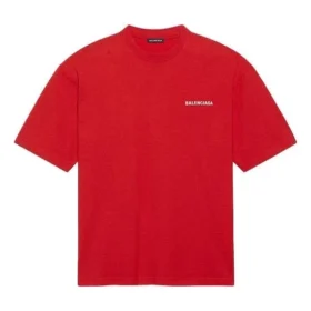 Balenciaga da uomo con logo grande, stile retrò, maniche corte, rosso 612966TIVG56540