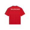 Balenciaga da uomo con logo grande, stile retrò, maniche corte, rosso 612966TIVG56540