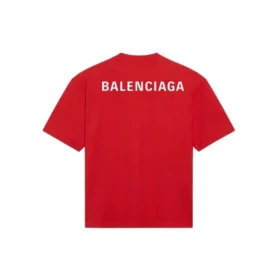 Balenciaga da uomo con logo grande, stile retrò, maniche corte, rosso 612966TIVG56540