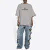 Balenciaga da uomo con logo Mosaic BB Alphabet, maniche corte, grigio, effetto consumato, 651795TKVF58174