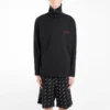 Balenciaga da uomo con logo ricamato, mezza cerniera e collo alto, nero 486144TWK521000