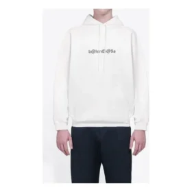Balenciaga da uomo con logo simbolico sul petto, stile creativo, retrò, bianco 570811TIV519040