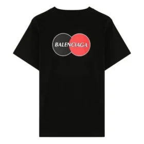 Balenciaga da uomo con logo stampato sul petto, girocollo, maniche corte, nero 620967TIV791000