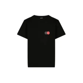 Balenciaga da uomo con logo stampato sul petto, girocollo, maniche corte, nero 620967TIV791000