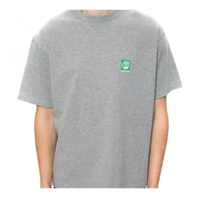 Balenciaga da uomo con logo stampato sul petto, maniche corte, grigio 594579THV631300