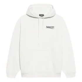 Balenciaga da uomo con motivo alfabetico “Political Campaign” ricamato, bianco 600583TKVI99084