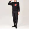Balenciaga da uomo con motivo logo, collo rotondo e maniche lunghe, nero 583258TIV801000