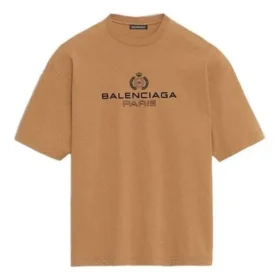 Balenciaga da uomo con stampa alfabetica, versione a maniche corte, giallo crema 594579TGV609605