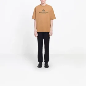 Balenciaga da uomo con stampa alfabetica, versione a maniche corte, giallo crema 594579TGV609605