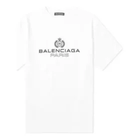Balenciaga da uomo con stampa “BB Paris”, girocollo, maniche corte, versione retrò, bianco 594579TGV609000