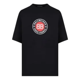Balenciaga da uomo con stampa BLogo, maniche corte, nero 612966TJVD61000
