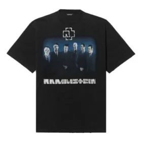 Balenciaga da uomo con stampa della band tedesca Rammstein, maniche corte, nero 651795TLV511000