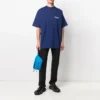 Balenciaga da uomo con stampa “Political Campaign”, versione larga, maniche corte, blu navy 641675TIV521195
