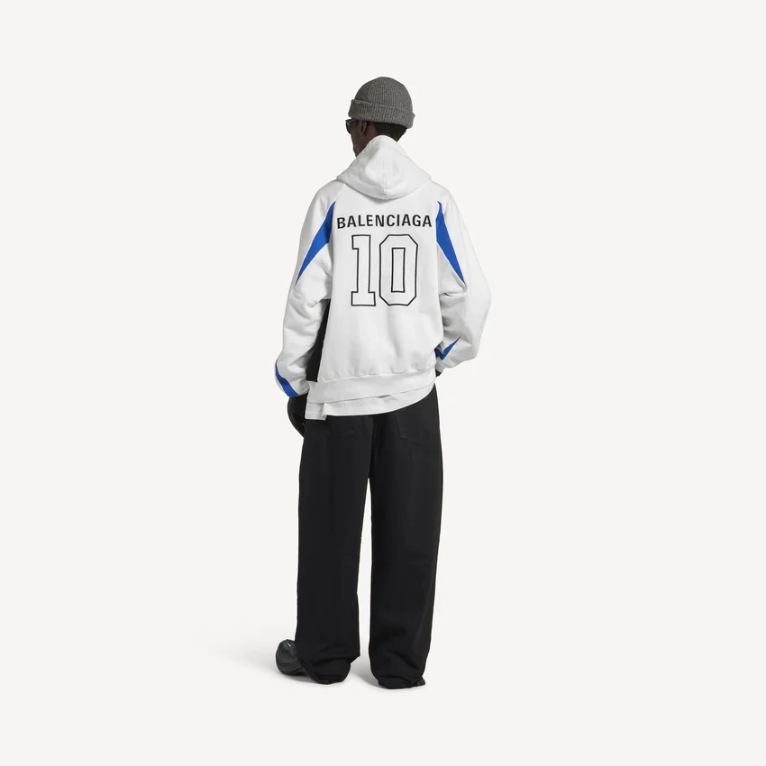 Balenciaga da uomo | Felpa con cappuccio oversize con zip, collaborazione con la NBA, in bianco/multicolore