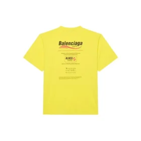 Balenciaga da uomo, lavaggio a secco, taglio squadrato, stampa con logo, vestibilità ampia, maniche corte, giallo 651795TKVF87175