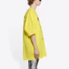 Balenciaga da uomo, lavaggio a secco, taglio squadrato, stampa con logo, vestibilità ampia, maniche corte, giallo 651795TKVF87175