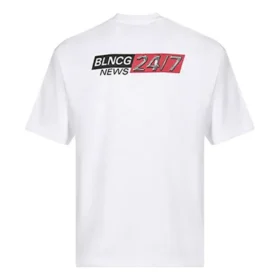 Balenciaga da uomo, maglietta a maniche corte con collo rotondo, bianca 612966TIVD19000