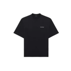 Balenciaga da uomo, maglietta a maniche corte con logo sportivo retrò, nera 641614TJVL41000