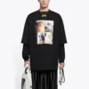 Balenciaga da uomo, maglietta a maniche corte e collo rotondo, lunghezza media, nera 641614TJVG81000
