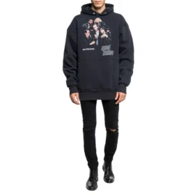 Balenciaga da uomo Speedhunters Boysband con stampa, cappuccio e maniche lunghe, blu navy 541873TCV371055