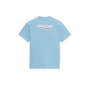 Balenciaga da uomo, versione con stampa “Political Campaign”, collo rotondo, maniche corte, blu 570803TBV425840