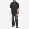 Balenciaga FW21 Couture Alphabet da uomo, maglietta a maniche corte con collo rotondo, nera 651795TJV901070