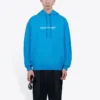 Balenciaga FW21 da uomo con logo, felpa con cappuccio a maniche lunghe, blu 570811TIV557560