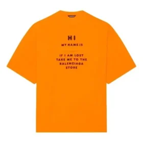 Balenciaga FW21 da uomo HI MY NAME IS WIDE FIT con stampa alfabetica, maglia retrò a maniche corte, arancione 661715TKVH57513 Balenciaga FW21 da uomo HI MY NAME IS WIDE FIT con stampa alfabetica, maglia retrò a maniche corte, arancione 661715TKVH57513