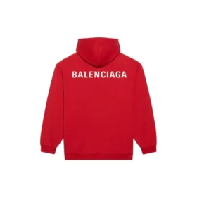 Balenciaga FW21 da uomo, maglietta ampia con cappuccio e logo, maniche lunghe, rosso 600583TIV846540 Balenciaga FW21 da uomo, maglietta ampia con cappuccio e logo, maniche lunghe, rosso 600583TIV846540