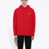 Balenciaga FW21 da uomo, maglietta ampia con cappuccio e logo, maniche lunghe, rosso 600583TIV846540