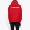 Balenciaga FW21 da uomo, maglietta ampia con cappuccio e logo, maniche lunghe, rosso 600583TIV846540