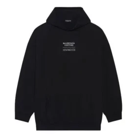 Balenciaga FW21 da uomo, maglietta con cappuccio, maniche lunghe, taglio ampio e squadrato, nera 651799TJV910107 Balenciaga FW21 da uomo, maglietta con cappuccio, maniche lunghe, taglio ampio e squadrato, nera 651799TJV910107