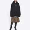 Balenciaga FW21 da uomo, maglietta con cappuccio, maniche lunghe, taglio ampio e squadrato, nera 651799TJV910107