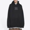 Balenciaga FW21 da uomo, maglietta con cappuccio, maniche lunghe, taglio ampio e squadrato, nera 651799TJV910107