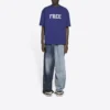 Balenciaga FW21 Maglia retrò da uomo a maniche corte blu navy 612966TKVD33967