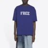 Balenciaga FW21 Maglia retrò da uomo a maniche corte blu navy 612966TKVD33967
