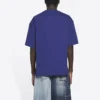 Balenciaga FW21 Maglia retrò da uomo a maniche corte blu navy 612966TKVD33967